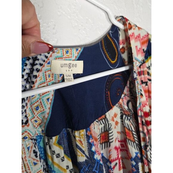 Umgee Paisley Kimono Hippie Chic Duster Open Front Lace Crochet Trim Boho S/M - Picture 4 of 6